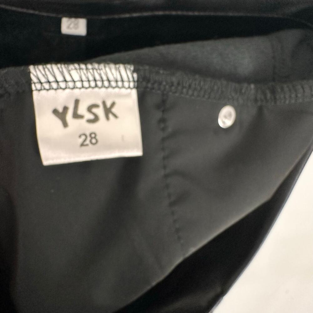 YLSK Mens Skinny Faux Leather Low Rise Pants Suede Lined Sz 28 Edgy Indie Goth - Picture 5 of 12